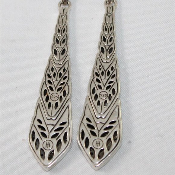 John Hardy Sterling Silver 925 Black Sapphire Dangle Earrings - Picture 4 of 6